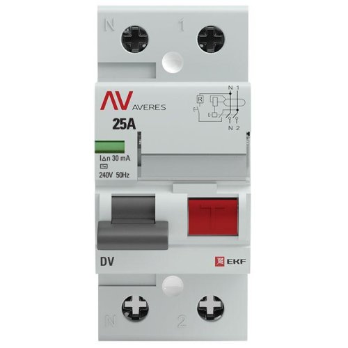 Выключатель дифференциального тока (УЗО) 2п 25А 30мА тип AC DV AVERES EKF rccb-2-25-30-ac-av фото 3