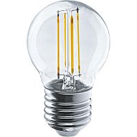 Лампа светодиодная филаментная 80 883 OLL-F-G45-10-230-4K-E27 10Вт шар прозрачная 4000К нейтр. бел. E27 1000лм 220-240В ОНЛАЙТ 80883 (уп. 10 шт)