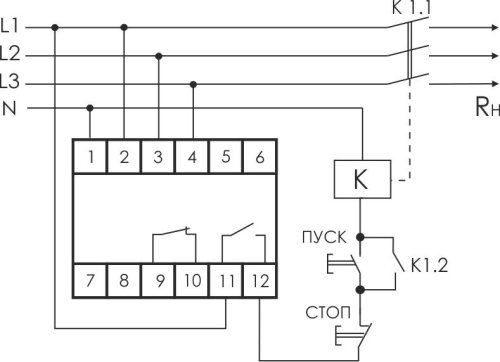 Реле напряжения CP-731 (трехфазный; микропроцессорный; контроль верхнего и нижнего значений напряжения; контроль асимметрии; чередования фаз; монтаж на DIN-рейке 35мм 3х400/230+N 2х8А 1Z 1R IP20) F&F EA04.009.005 фото 2