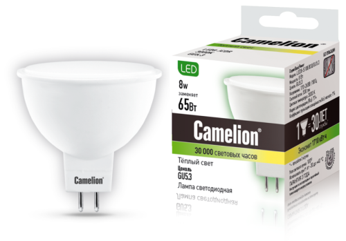 Лампа светодиодная LED8-S108/830/GU5.3 8Вт 220В Camelion 12871 фото 3